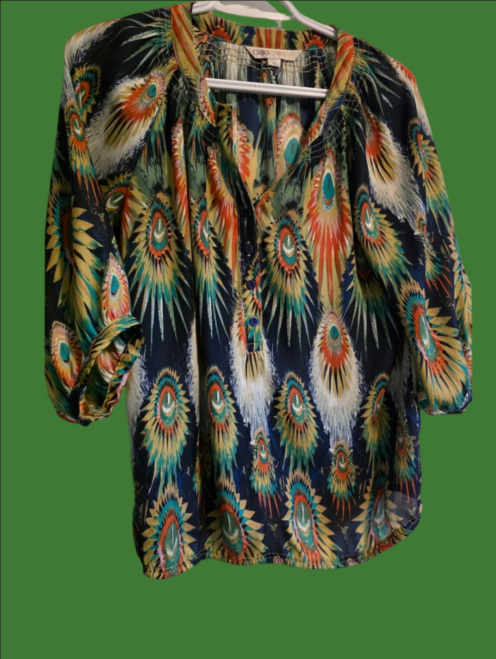 4/$67 Deal! Cleo Radiant Feather-Print Blouse